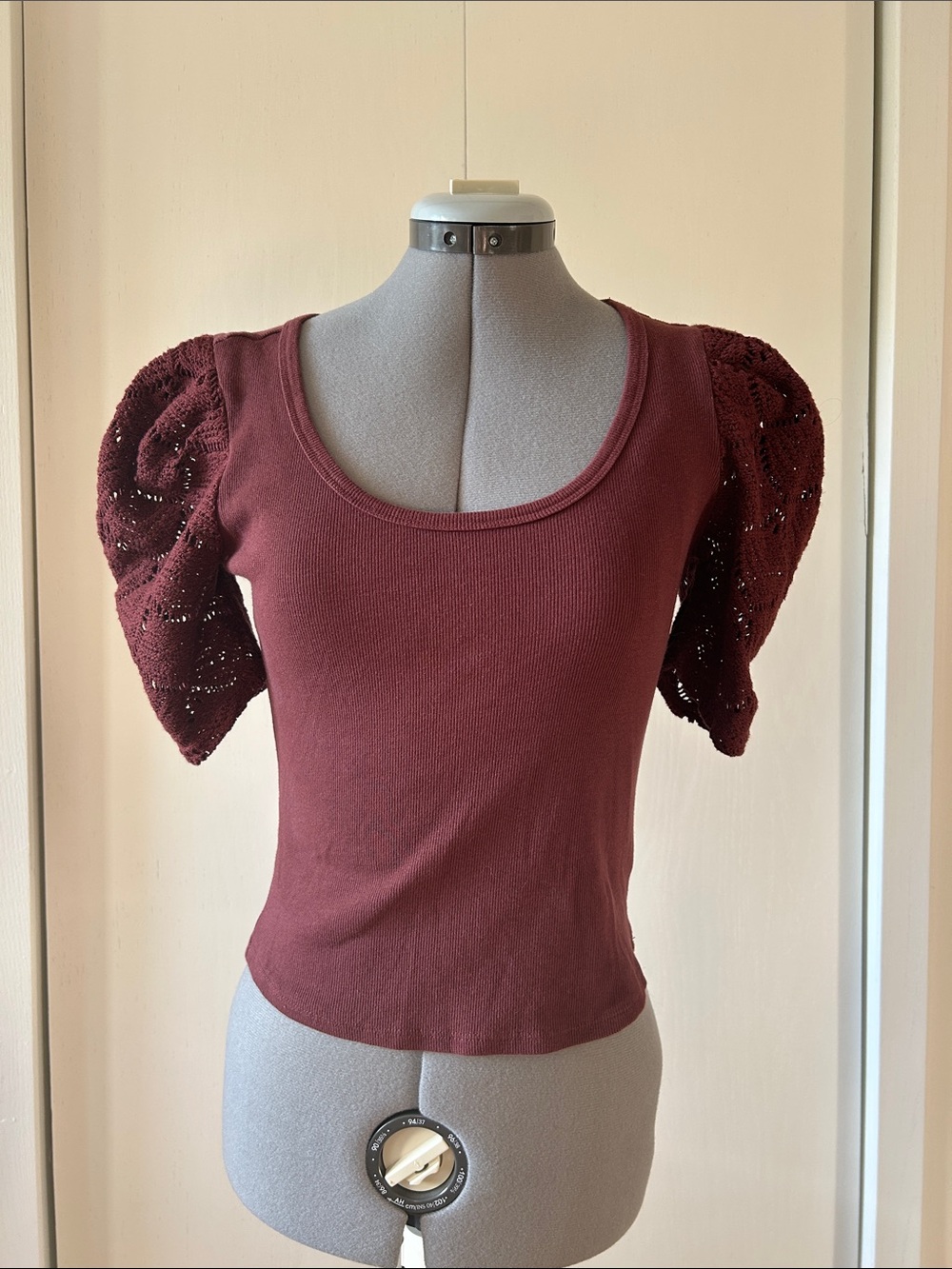 Crochet Puff Sleeve Top Country Western Shyanne XS